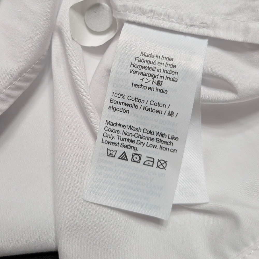 Madewell Puff Sleeve‎ Button Down Band Collar Shirt White Cotton Poplin Blouse S - Picture 10 of 13